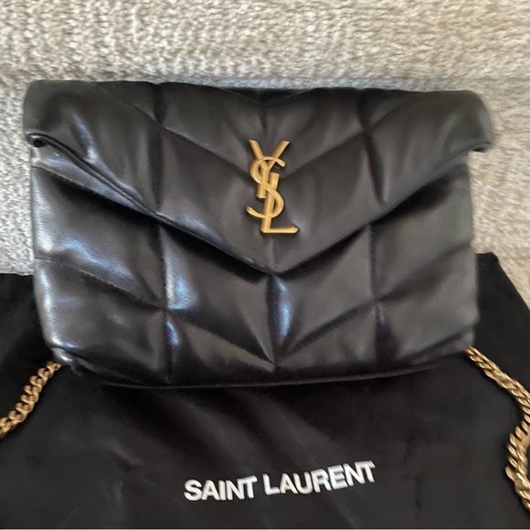 Saint Laurent Toy Puffer Shoulder Bag Quilted Black Lambskin EXCELLENT - Picture 2 of 12